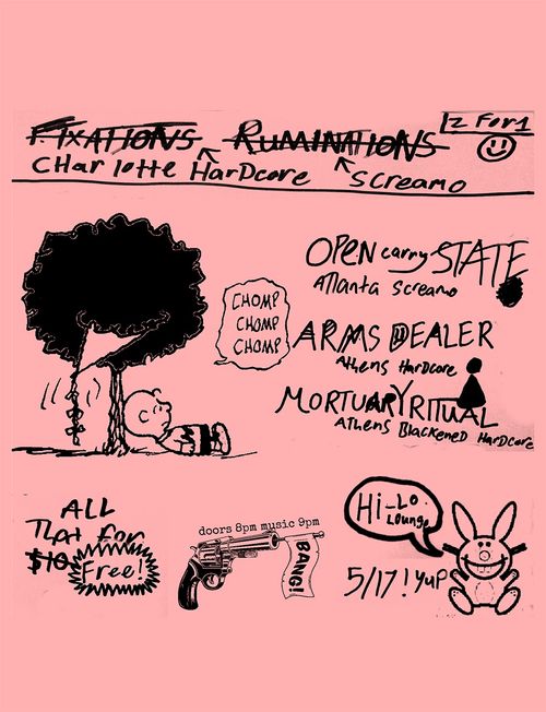 FIXATIONS + RUMINATIONS + OPEN CARRY STATE + MORTUARY RITUAL + ARMS DEALER